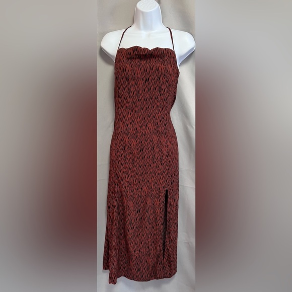 Leith MIDI Dress Rust Henna Size XS Women’s Zipper On The Side - Picture 2 of 13